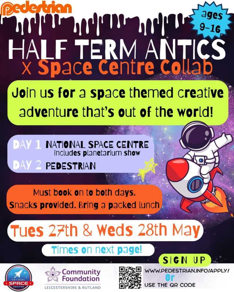 Half Term Antics X Space centre Collab Flyer